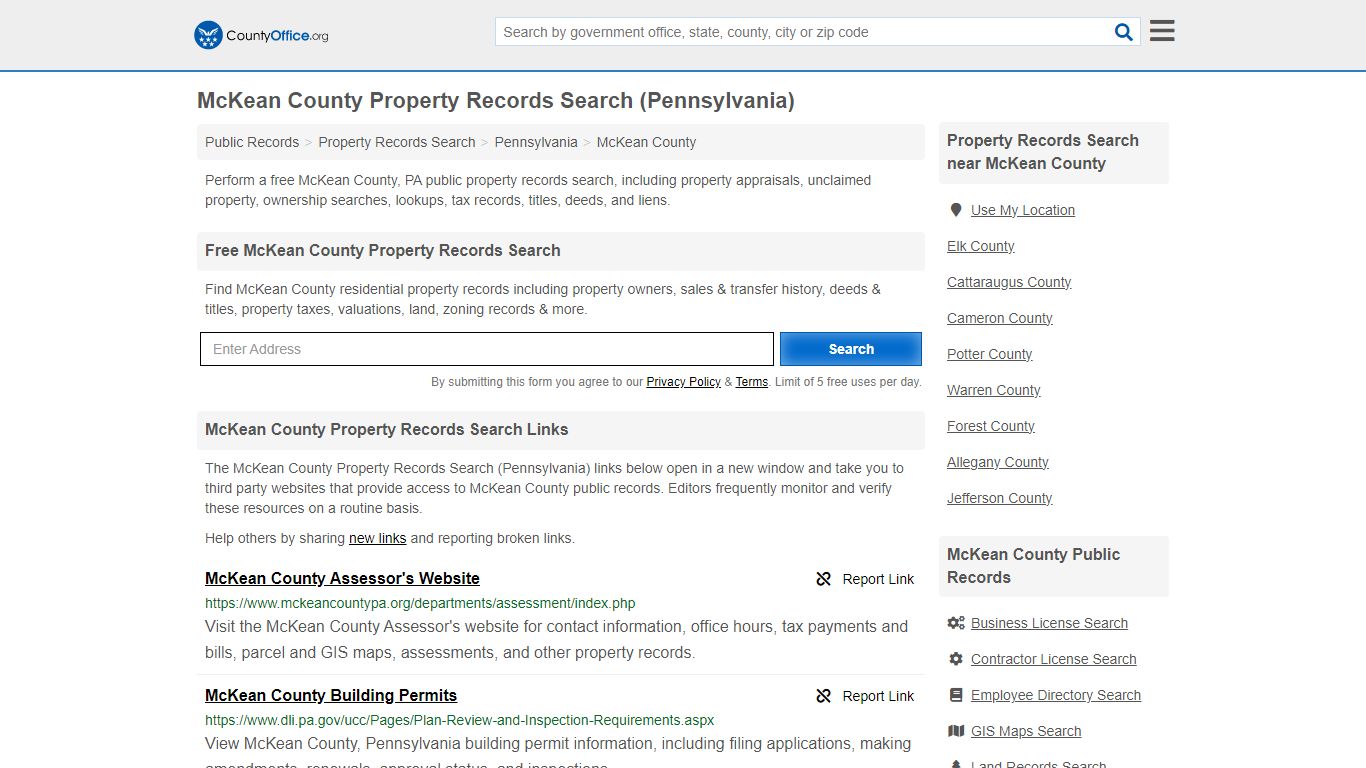 McKean County Property Records Search (Pennsylvania) - County Office