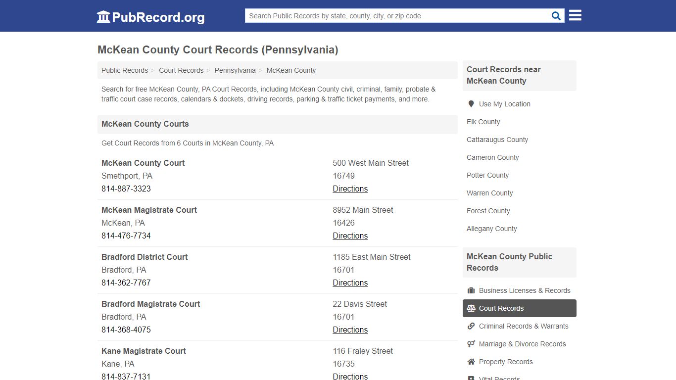 McKean County Court Records (Pennsylvania) - Public Record